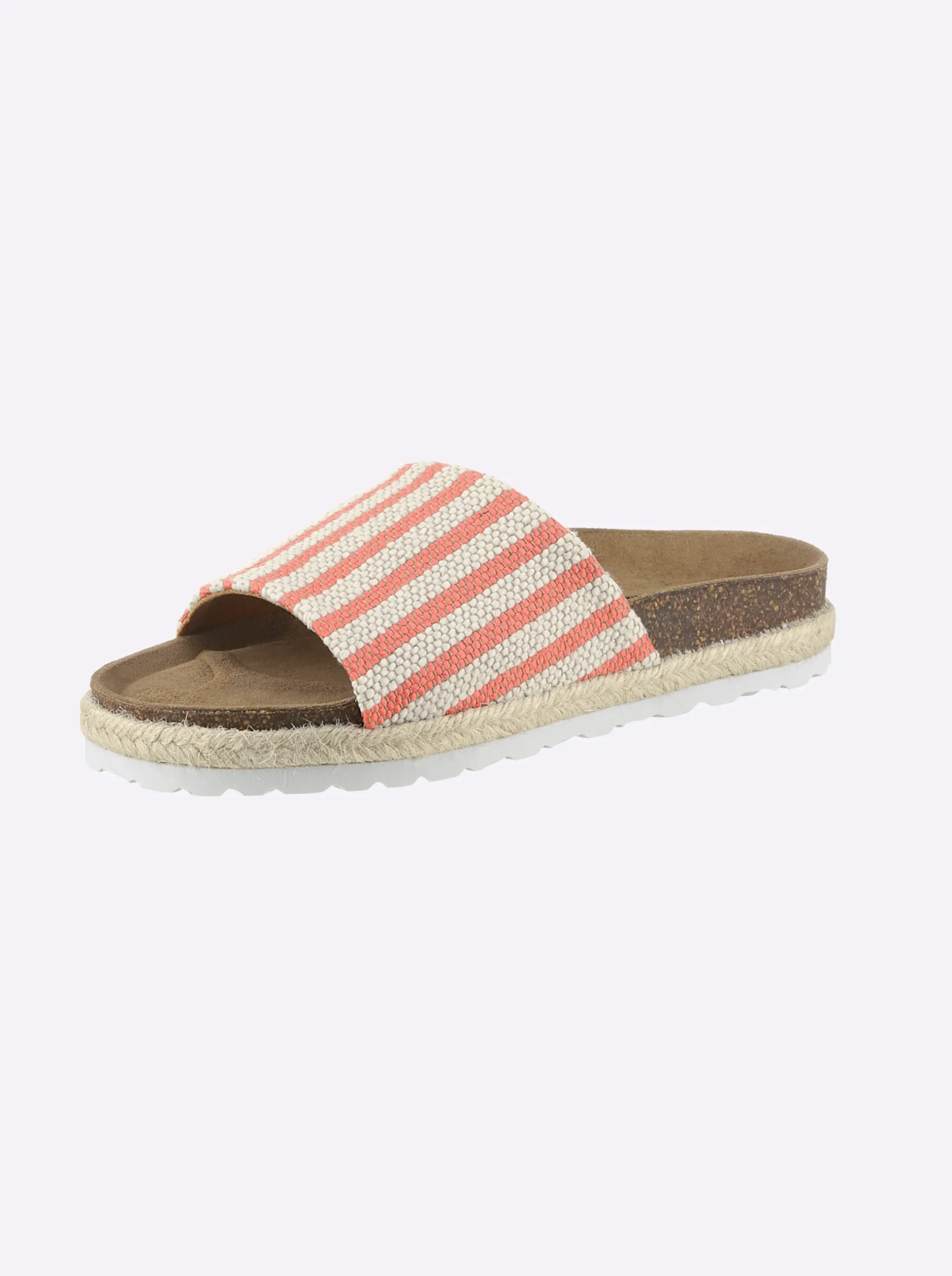 Pantoletten|Bio Time Pantolette mit Details in Bast-Optik terra