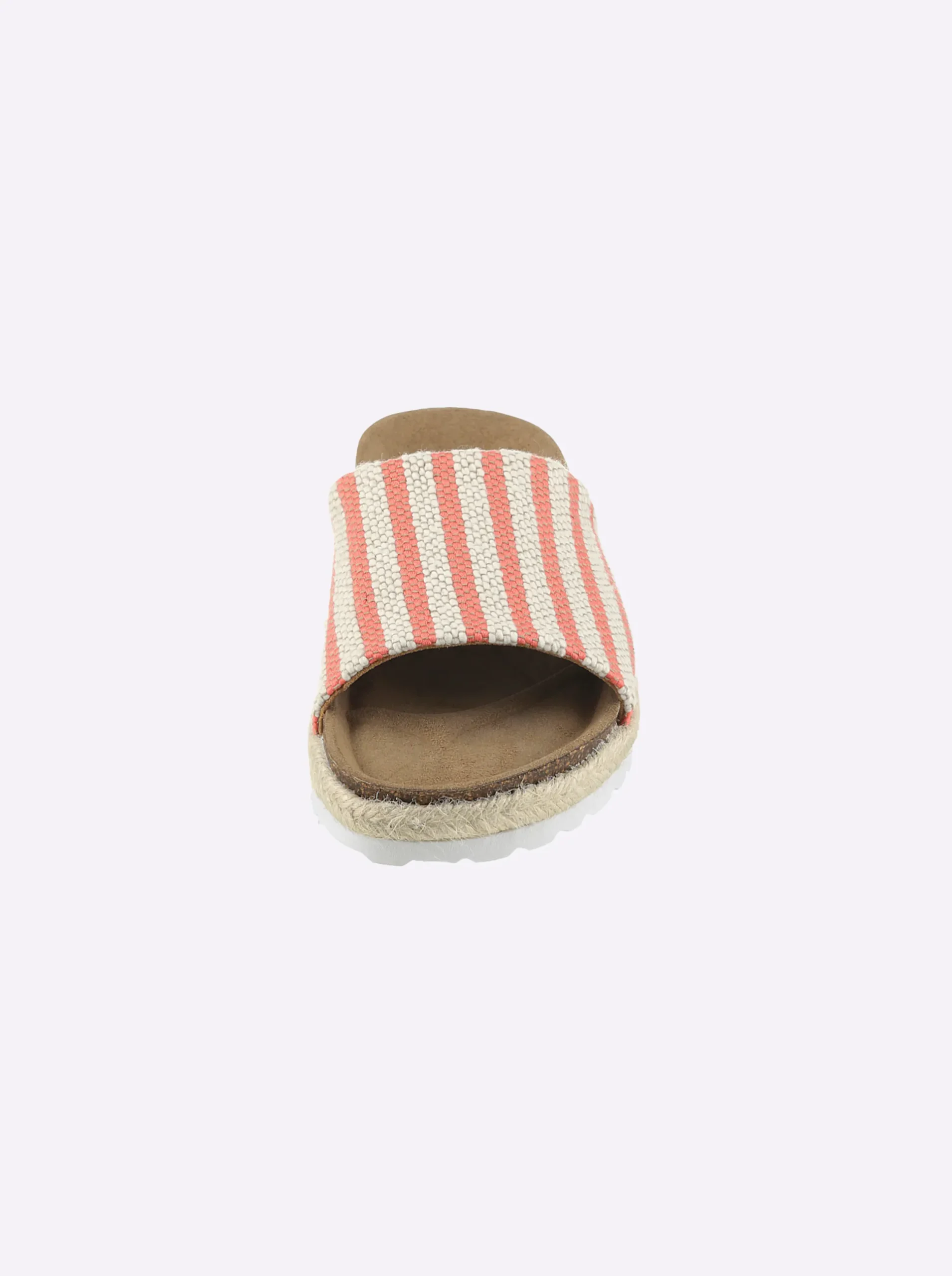 Pantoletten|Bio Time Pantolette mit Details in Bast-Optik terra