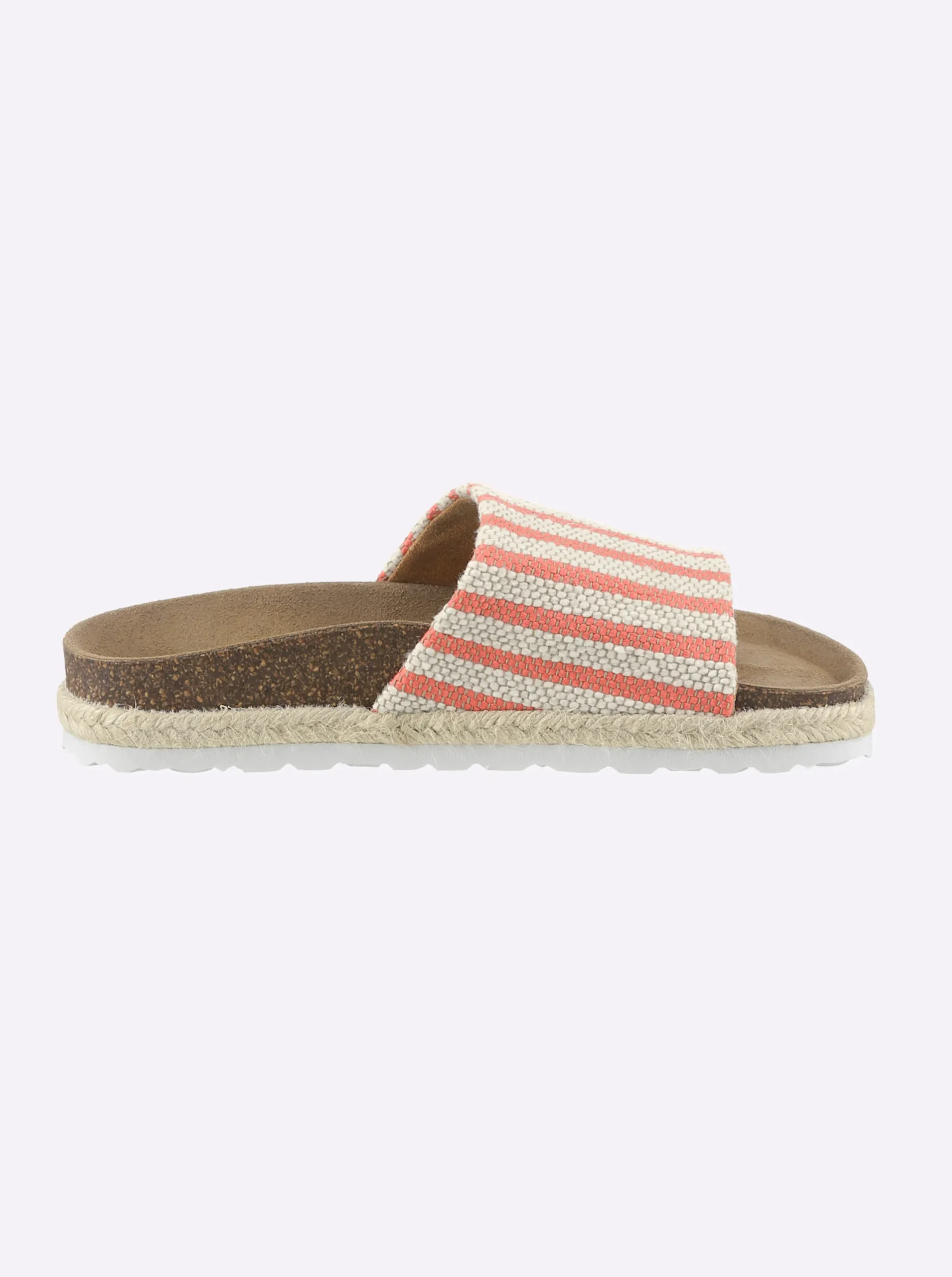Pantoletten|Bio Time Pantolette mit Details in Bast-Optik terra