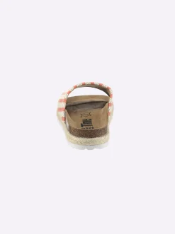Pantoletten|Bio Time Pantolette mit Details in Bast-Optik terra