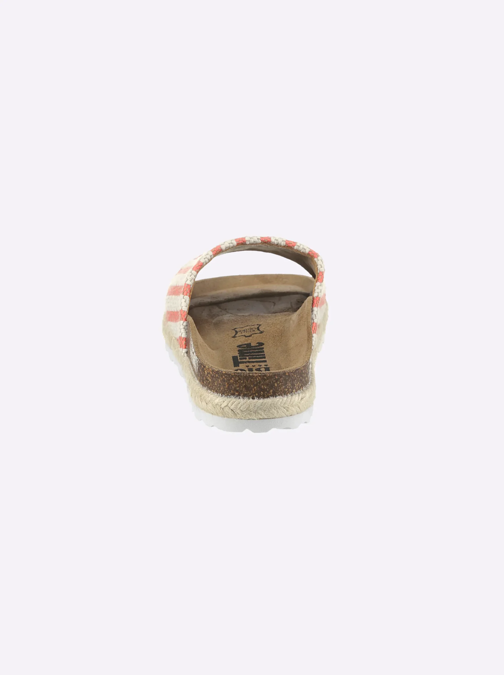 Pantoletten|Bio Time Pantolette mit Details in Bast-Optik terra