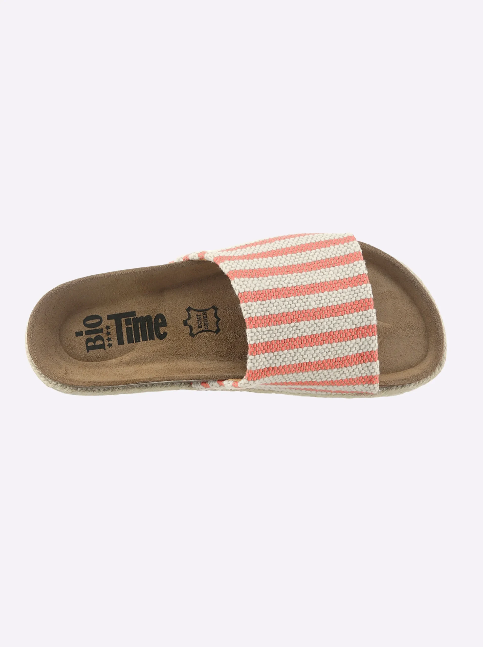 Pantoletten|Bio Time Pantolette mit Details in Bast-Optik terra