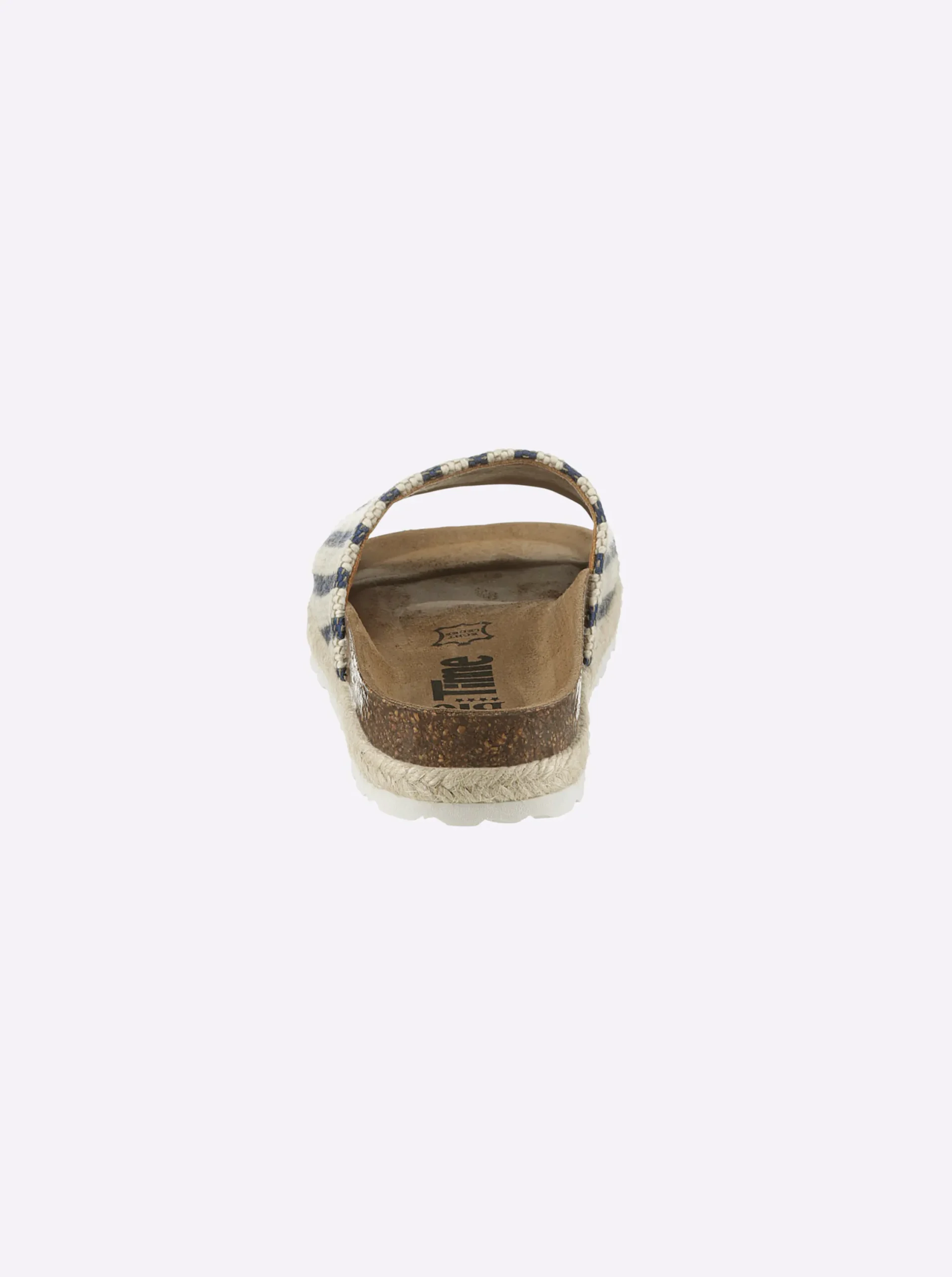 Pantoletten|Bio Time Pantolette mit Details in Bast-Optik marine