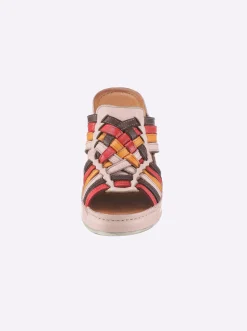 Pantoletten|Gemini Pantolette mit geflochtenem Blatt beige-rot