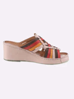 Pantoletten|Gemini Pantolette mit geflochtenem Blatt beige-rot