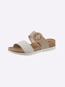 Pantoletten|Fischer Pantolette mit gepolsterter Innensohle beige