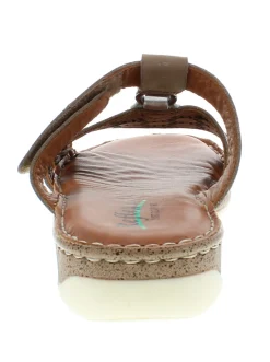 Pantoletten|Reflexan Pantolette mit sommerlicher Perforation braun-silberfarben