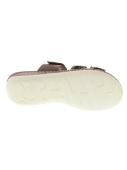 Pantoletten|Reflexan Pantolette mit sommerlicher Perforation braun-silberfarben