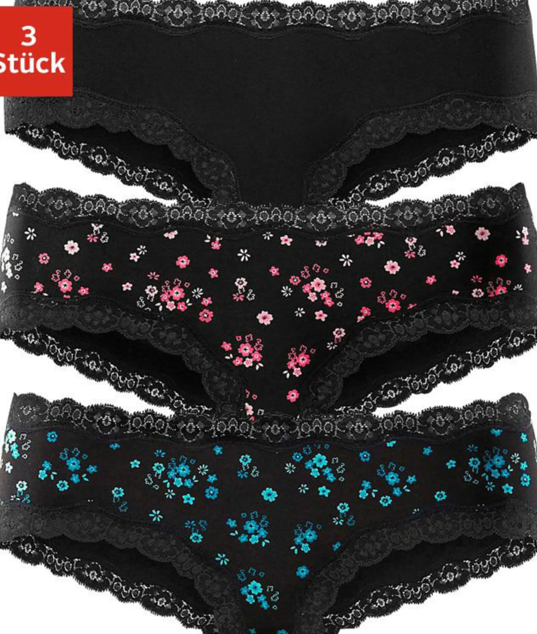 Unterhosen|Buffalo Panty koralle-geblümt,petrol-geblümt,schwarz-uni