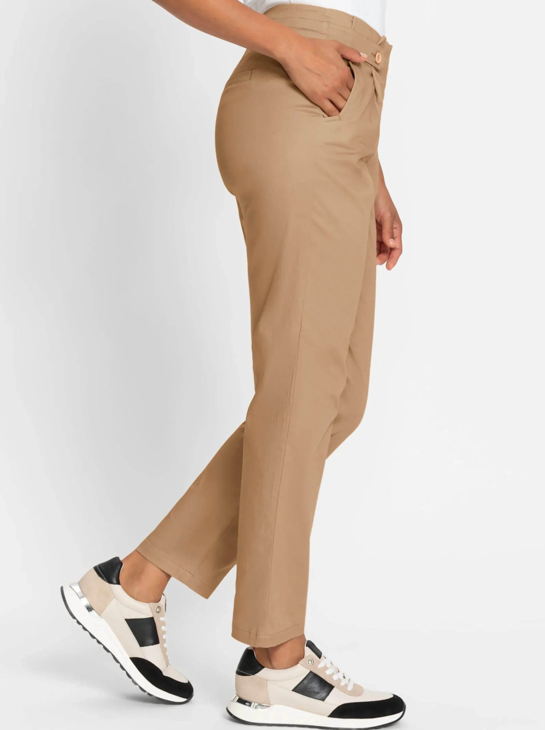 Hosen| Paperbag-Hose mit hoher Leibhöhe camel