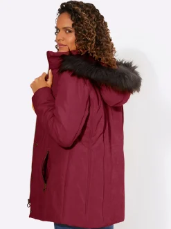 Jacken| Parka mit abnehmbarem Pelz-Imitat dunkelrot