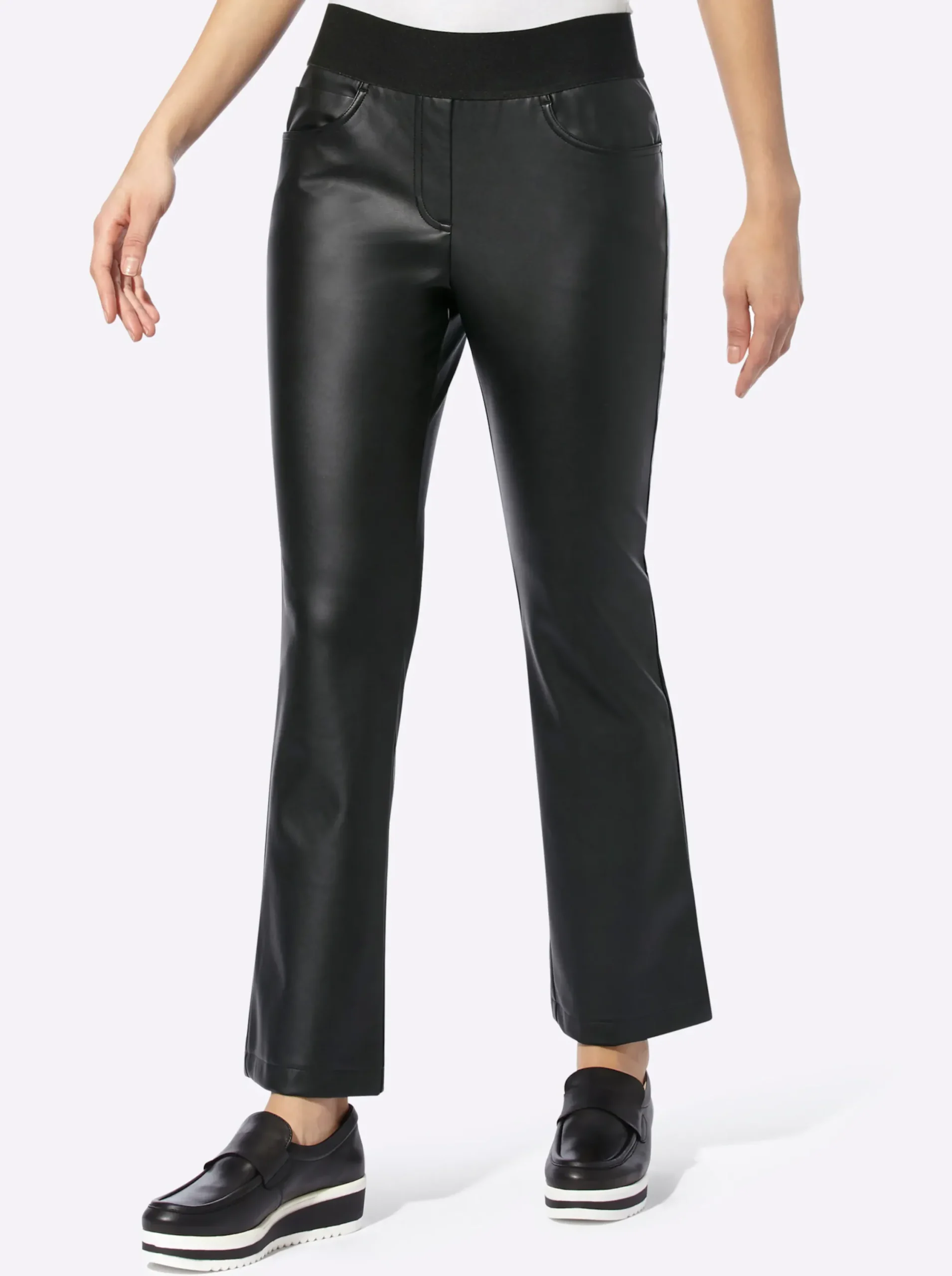 Lederimitat|heine 5-Pocket-Hose schwarz