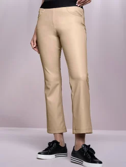 Lederimitat|Hosen|heine 5-Pocket-Hose beige