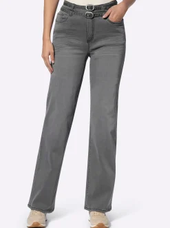 Jeans|heine 5-Pocket-Hose inklusive Denim-Gürtel stone-grey-denim