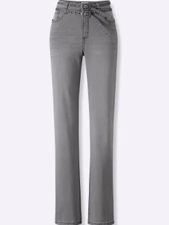 Jeans|heine 5-Pocket-Hose inklusive Denim-Gürtel stone-grey-denim