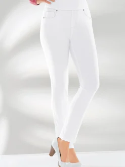 Hosen| 5-Pocket-Hose mit hohem Bund weiß