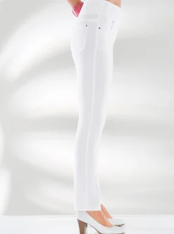 Hosen| 5-Pocket-Hose mit hohem Bund weiß