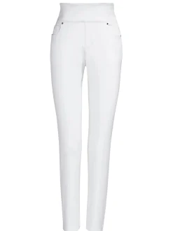 Hosen| 5-Pocket-Hose mit hohem Bund weiß