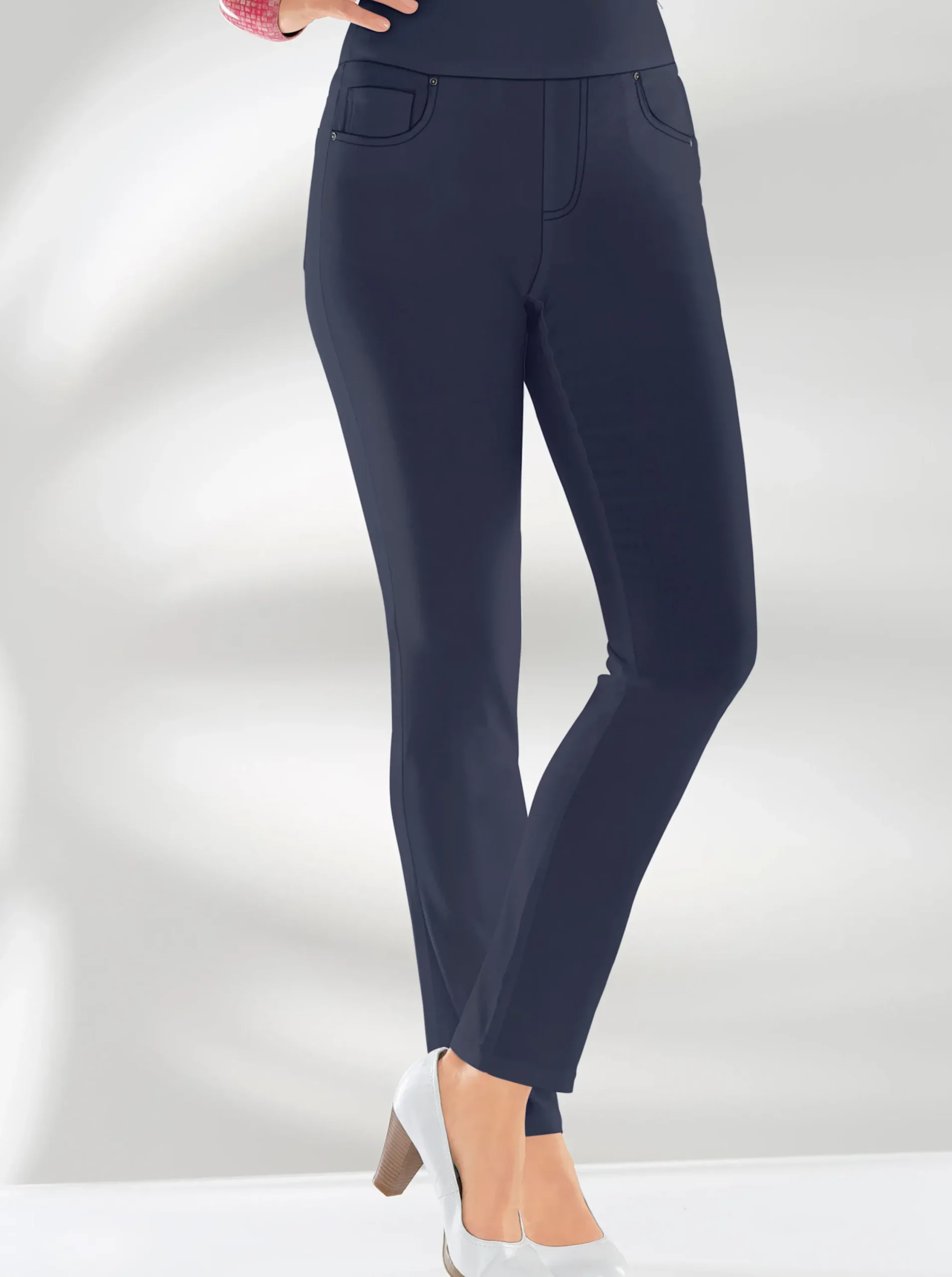 Hosen| 5-Pocket-Hose mit hohem Bund marine