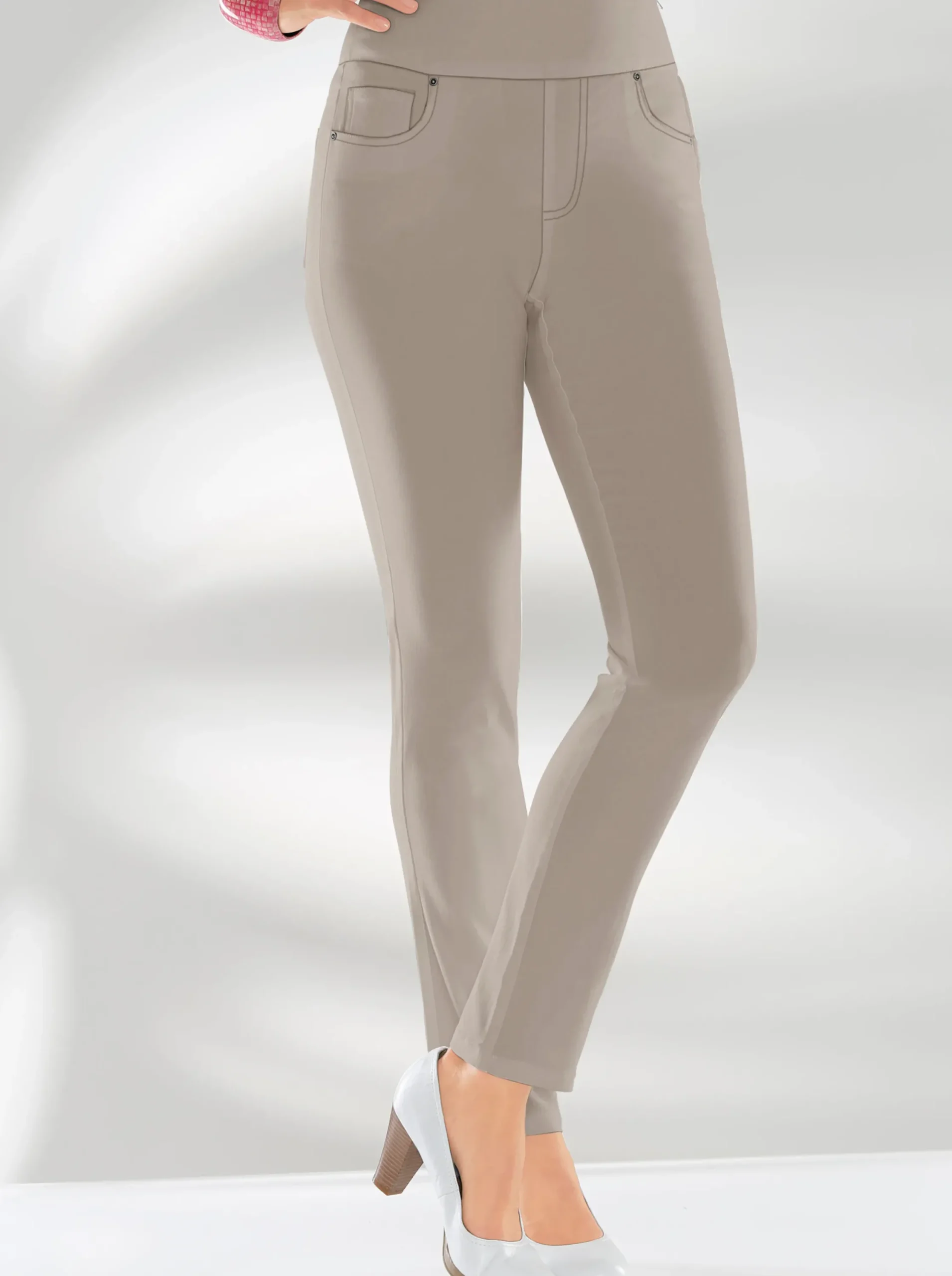Hosen| 5-Pocket-Hose mit hohem Bund stein