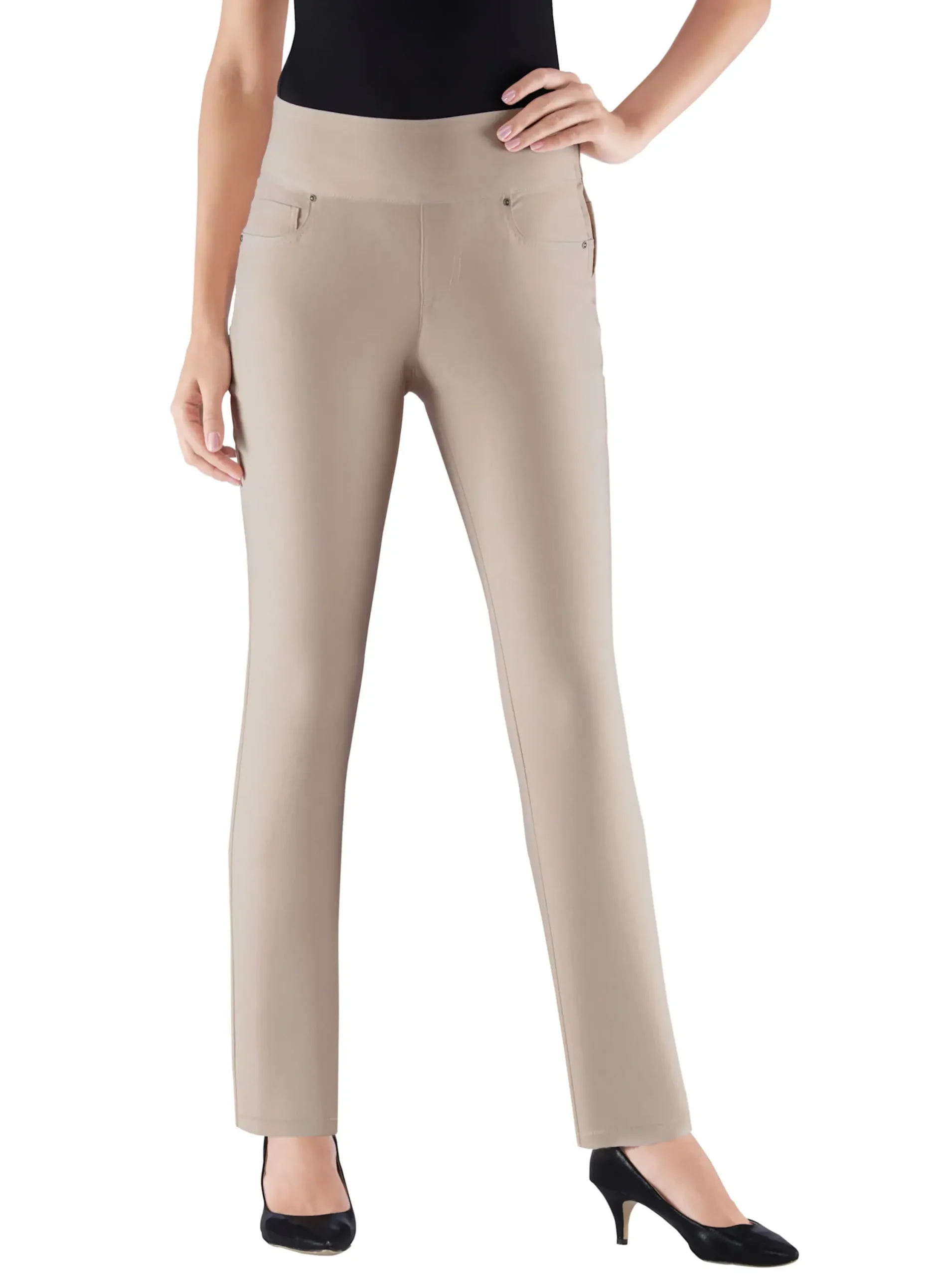 Hosen| 5-Pocket-Hose mit hohem Bund stein