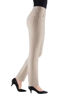 Hosen| 5-Pocket-Hose mit hohem Bund stein
