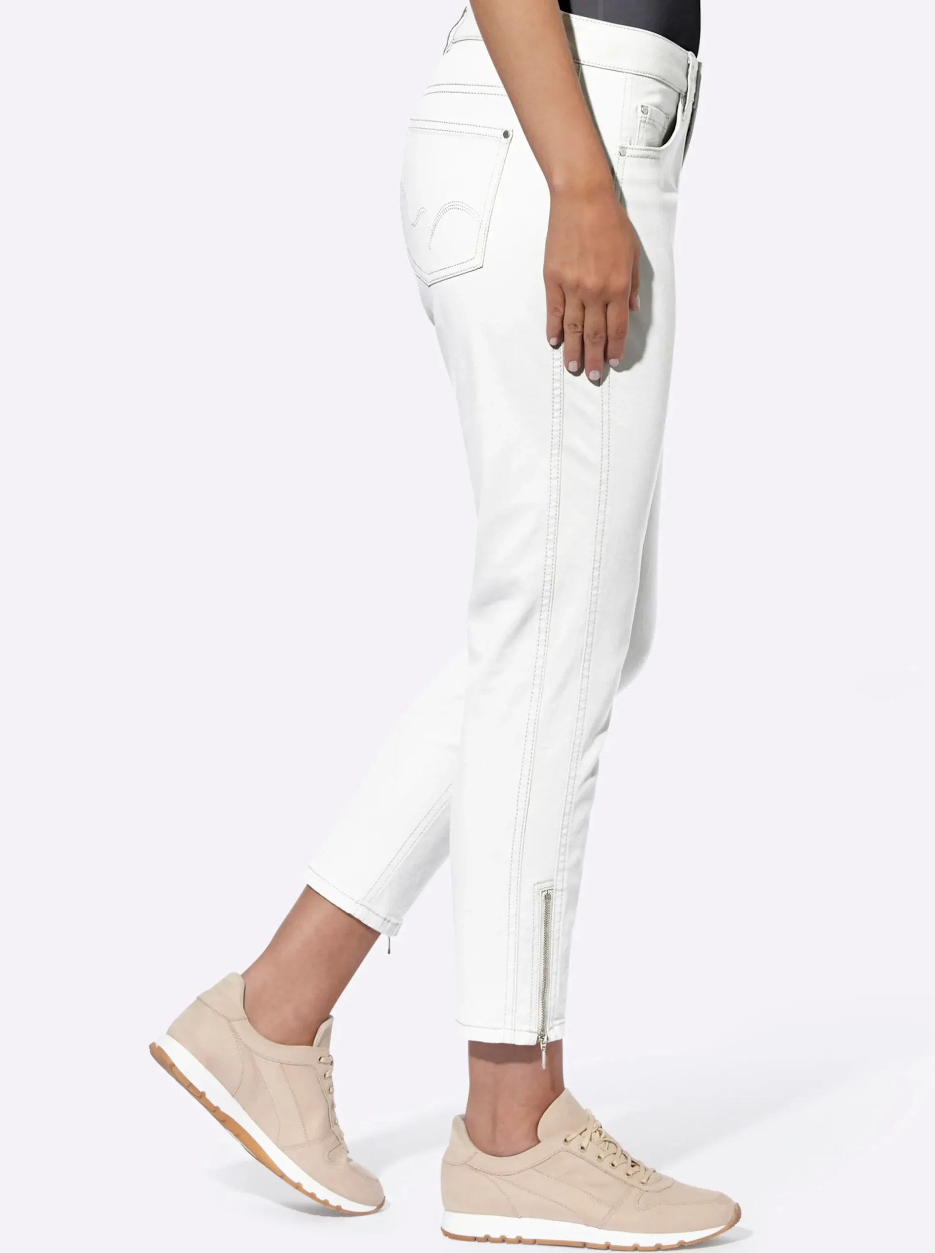 Jeans|heine 5-Pocket-Hose mit seitlichen Einsätzen weiß