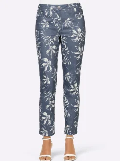 Jeans| 5-Pocket-Jeans jeansblau-weiß-bedruckt