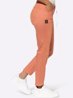 Jeans| 5-Pocket-Jeans in knöchellanger Schnittform papaya