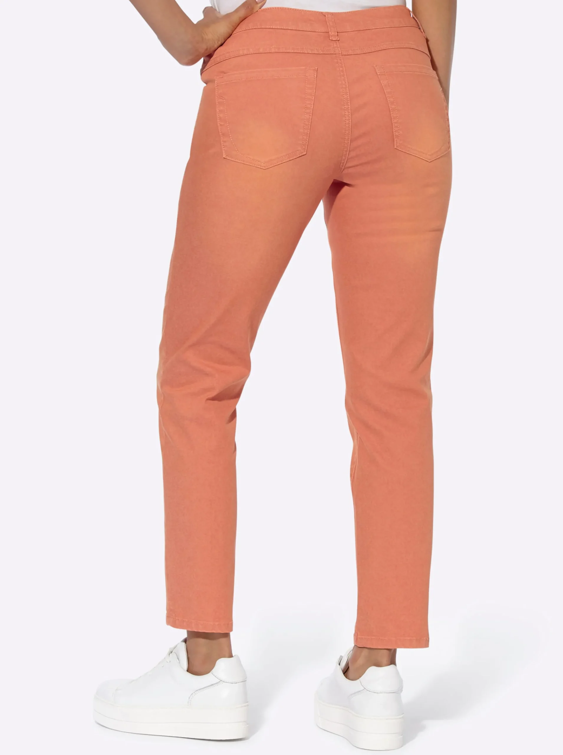 Jeans| 5-Pocket-Jeans in knöchellanger Schnittform papaya