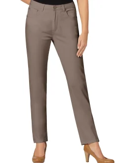 Jeans| 5-Pocket-Jeans mit bestickten Gesäßtaschen taupe