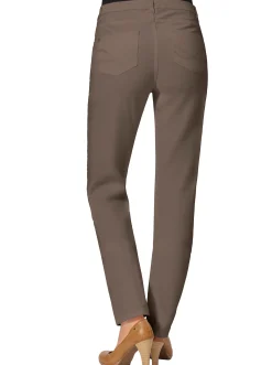 Jeans| 5-Pocket-Jeans mit bestickten Gesäßtaschen taupe