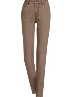 Jeans| 5-Pocket-Jeans mit bestickten Gesäßtaschen taupe