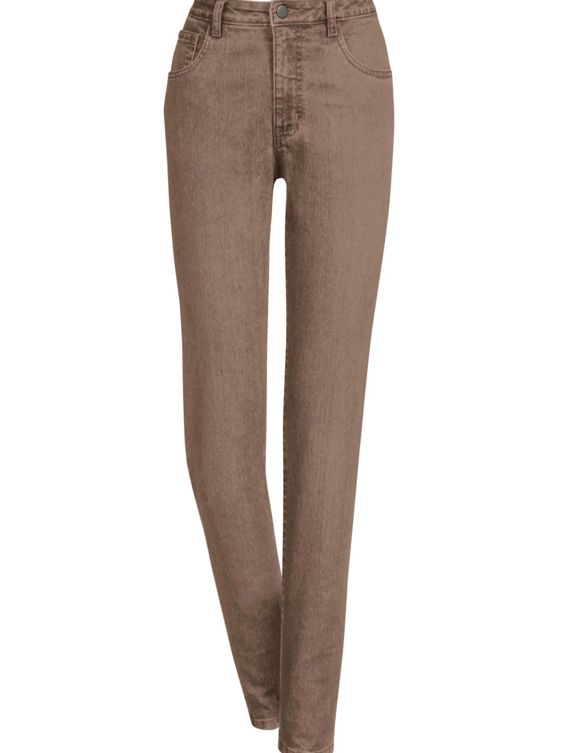 Jeans| 5-Pocket-Jeans mit bestickten Gesäßtaschen taupe
