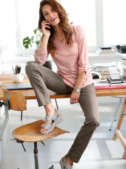 Jeans| 5-Pocket-Jeans mit bestickten Gesäßtaschen taupe