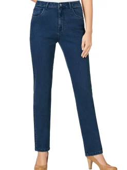 Basics|Jeans| 5-Pocket-Jeans mit bestickten Gesäßtaschen blue-stone-washed