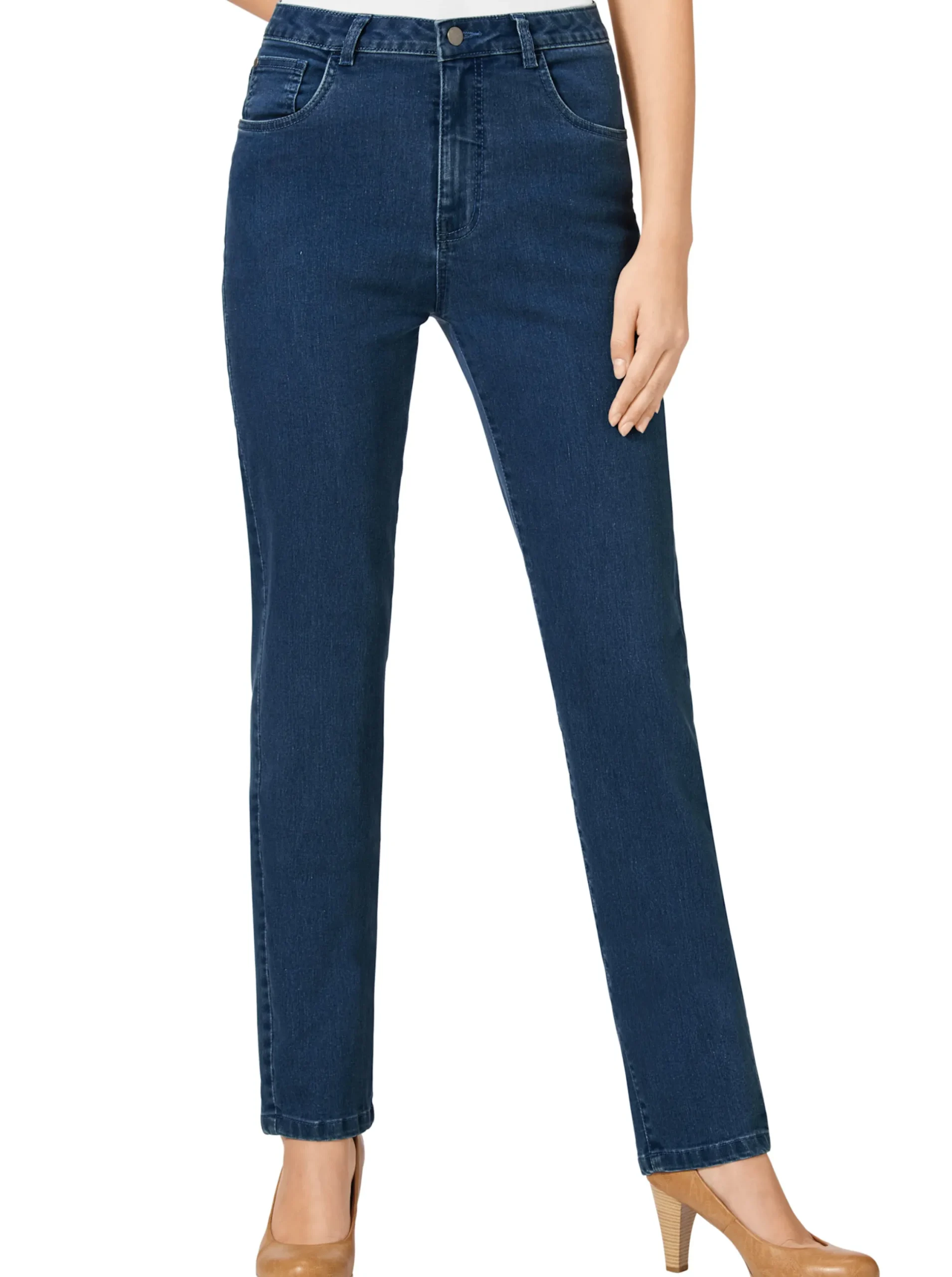 Basics|Jeans| 5-Pocket-Jeans mit bestickten Gesäßtaschen blue-stone-washed