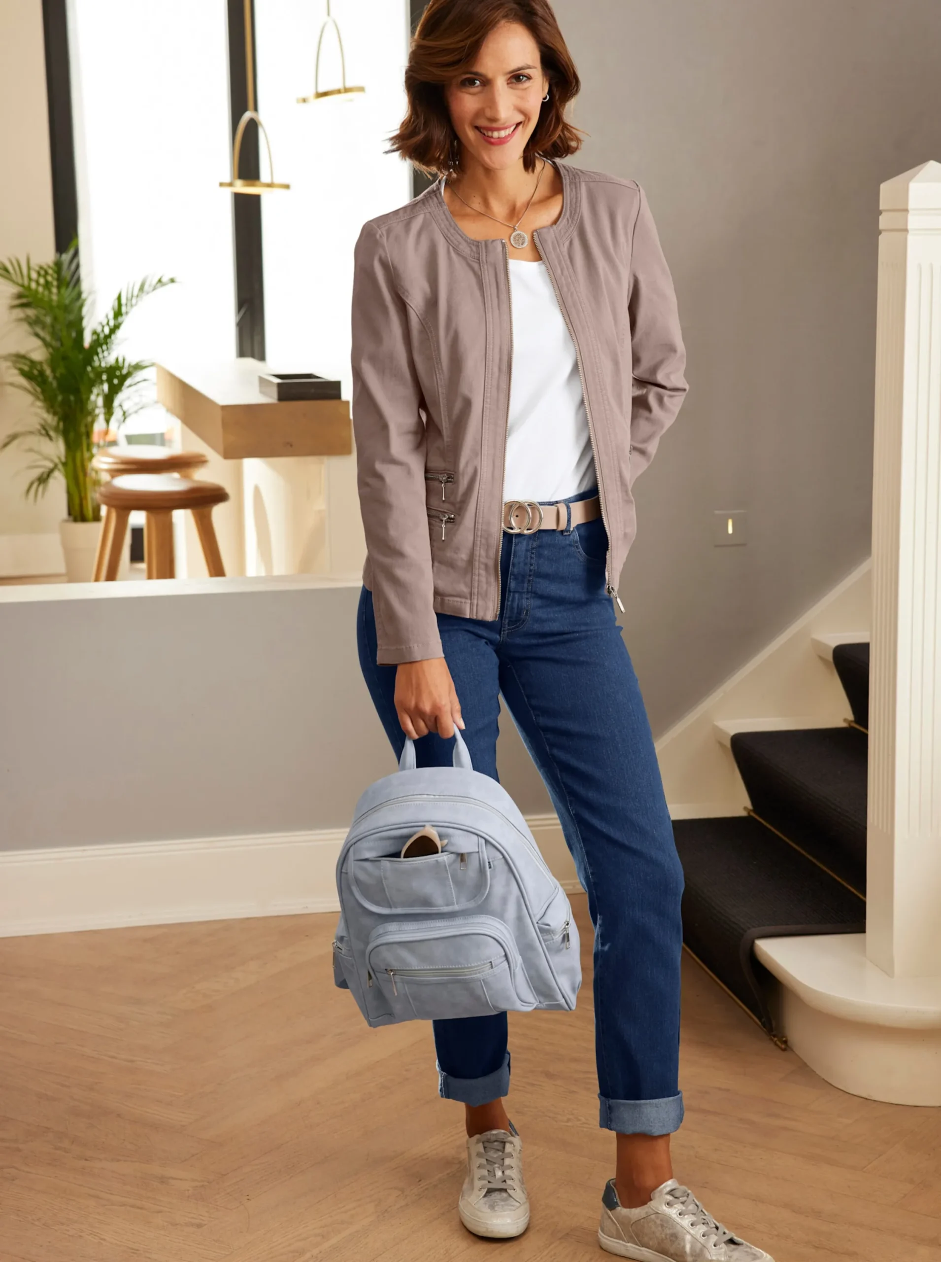 Basics|Jeans| 5-Pocket-Jeans mit bestickten Gesäßtaschen blue-stone-washed