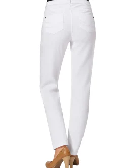 Jeans| 5-Pocket-Jeans mit bestickten Gesäßtaschen weiß