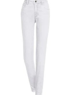 Jeans| 5-Pocket-Jeans mit bestickten Gesäßtaschen weiß