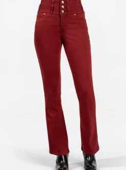 Jeans| 5-Pocket-Jeans mit dezent ausgestelltem Bein dunkelrot