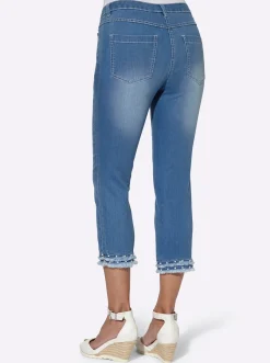 Jeans| 5-Pocket-Jeans mit Fransen am Saum blue-bleached
