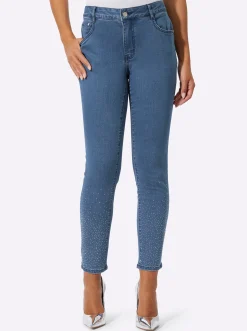 Jeans| 5-Pocket-Jeans mit Glitzersteinchen blue-bleached