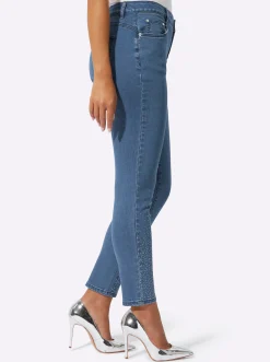 Jeans| 5-Pocket-Jeans mit Glitzersteinchen blue-bleached