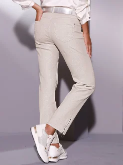 Jeans| 5-Pocket-Jeans mit glänzender Beschichtung metallicfarben