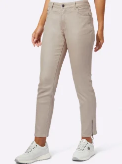 Jeans| 5-Pocket-Jeans mit glänzender Beschichtung metallicfarben