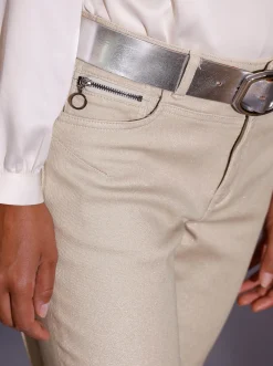 Jeans| 5-Pocket-Jeans mit glänzender Beschichtung metallicfarben