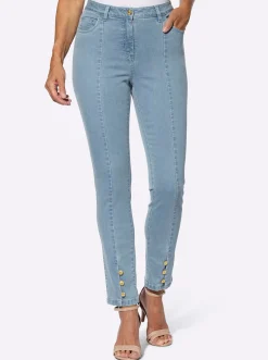 Jeans| 5-Pocket-Jeans mit goldfarbenen Knöpfen blue-bleached