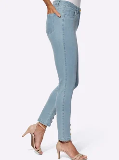 Jeans| 5-Pocket-Jeans mit goldfarbenen Knöpfen blue-bleached