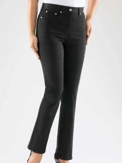 Jeans| 5-Pocket-Jeans mit innenliegendem Dehnbund schwarz